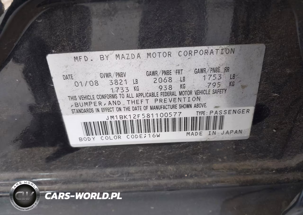 MAZDA MAZDA3 VIN:JM1BK12F581100577 - 9