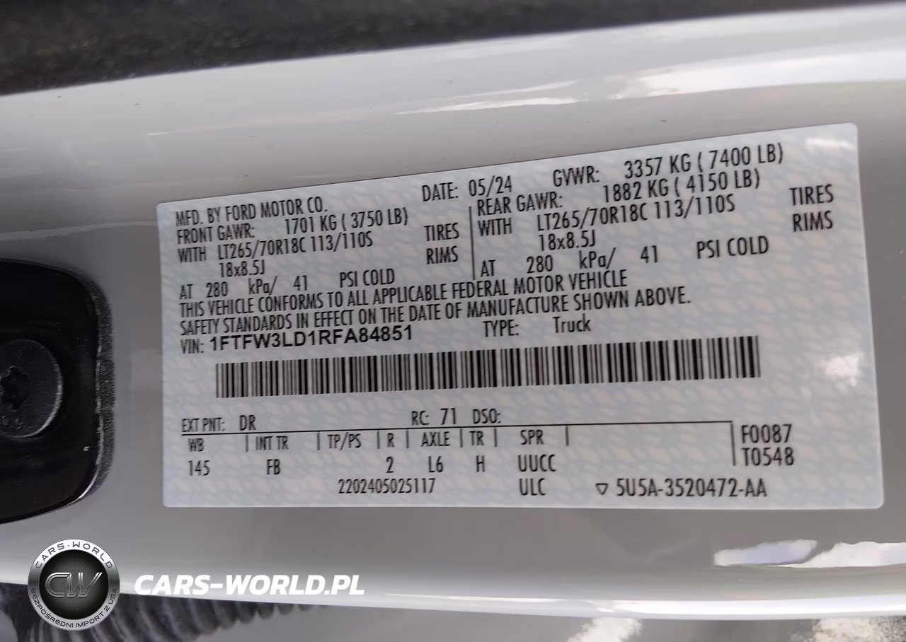 2024 Ford F-150 Xlt VIN:1FTFW3LD1RFA84851 - 9