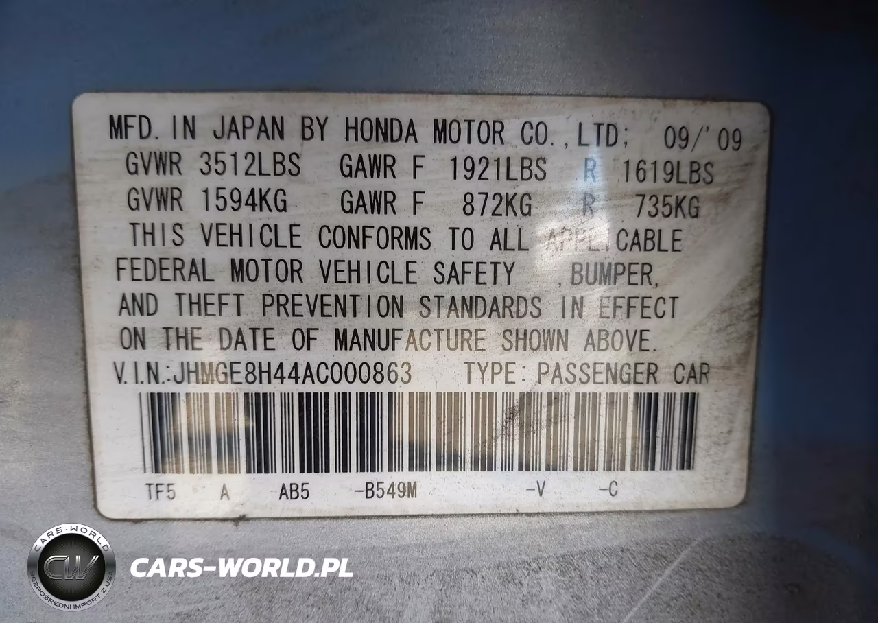 2010 Honda Fit Sport VIN:JHMGE8H44AC000863 - 9