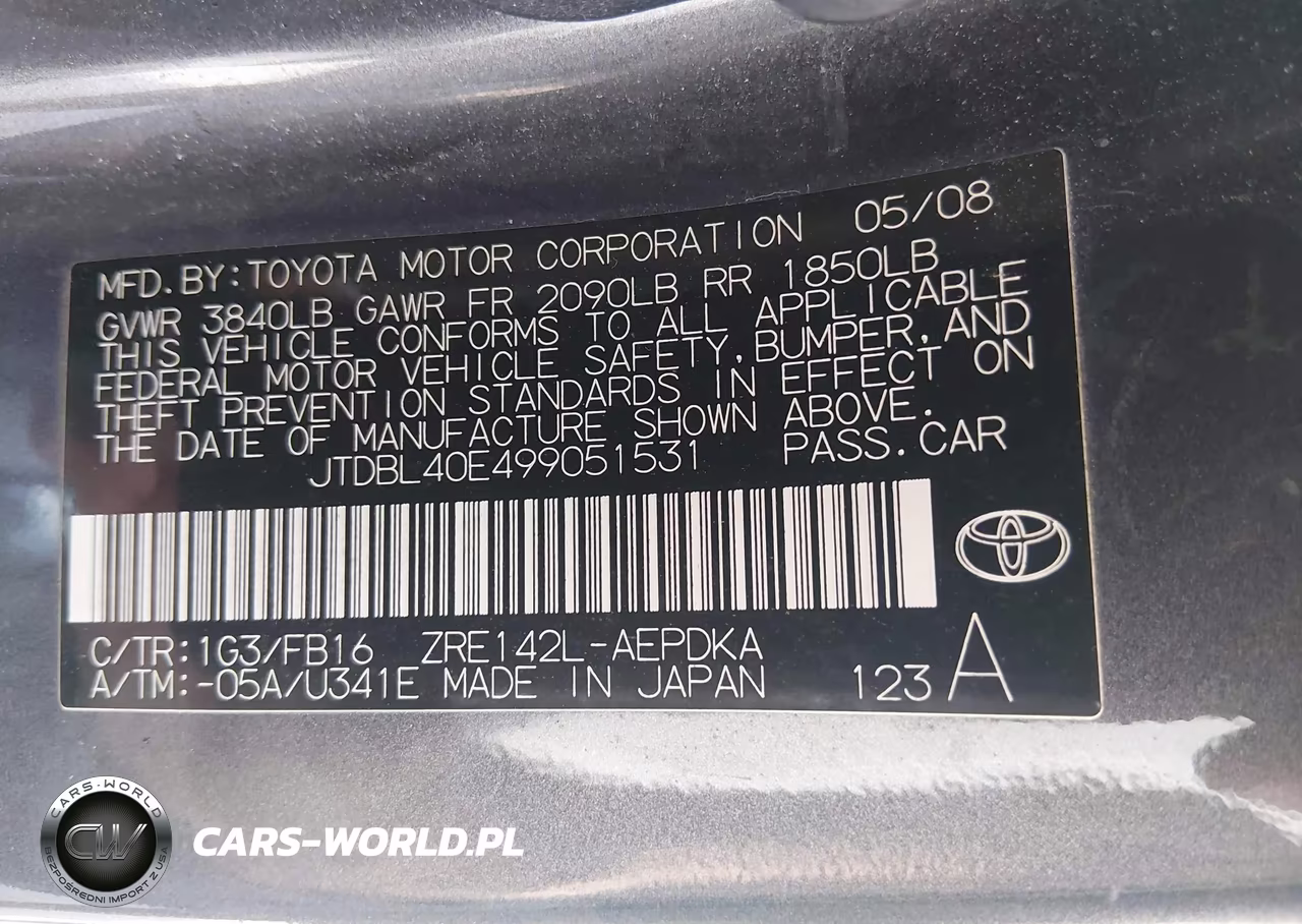 2009 Toyota Corolla Le VIN:JTDBL40E499051531 - 9