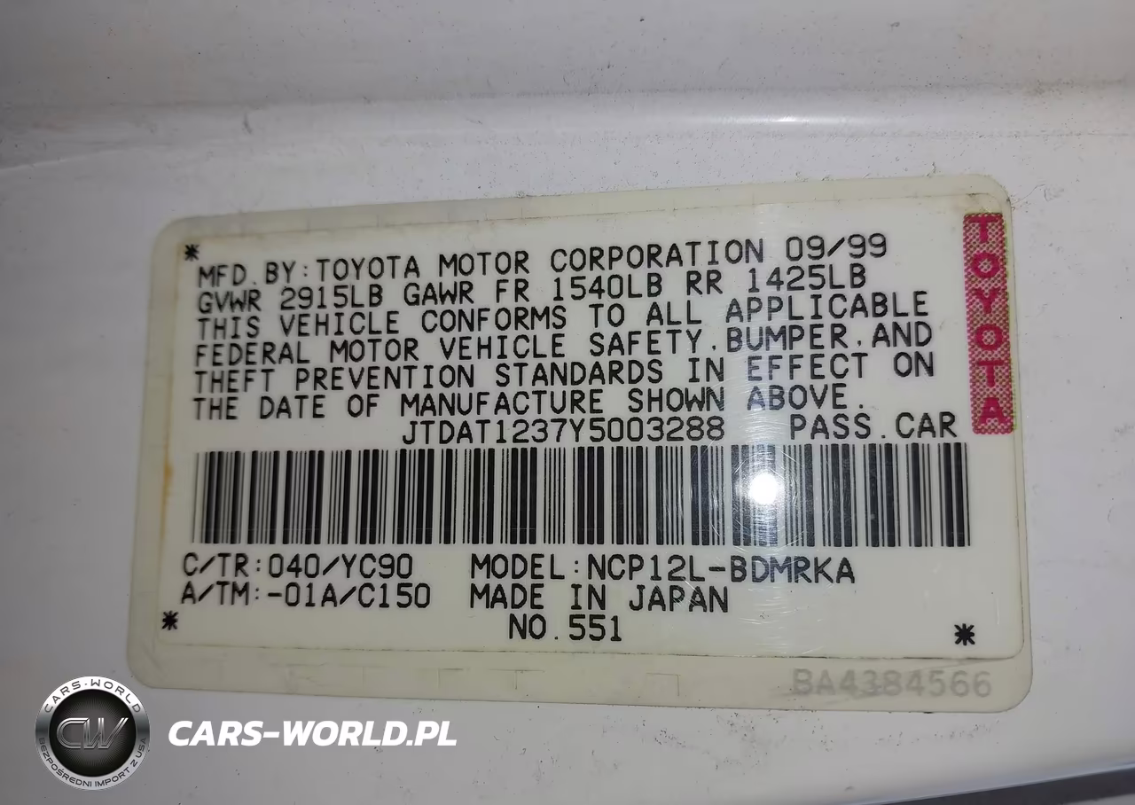 2000 Toyota Echo VIN:JTDAT1237Y5003288 - 9