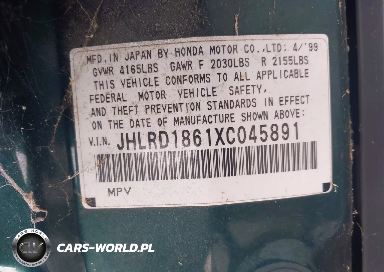 1999 Honda Cr-V Ex VIN:JHLRD1861XC045891 - 9