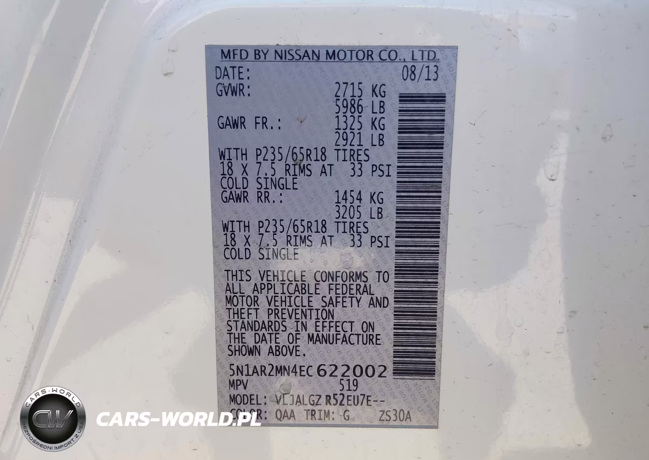 2014 Nissan Pathfinder Sl VIN:5N1AR2MN4EC622002 - 9