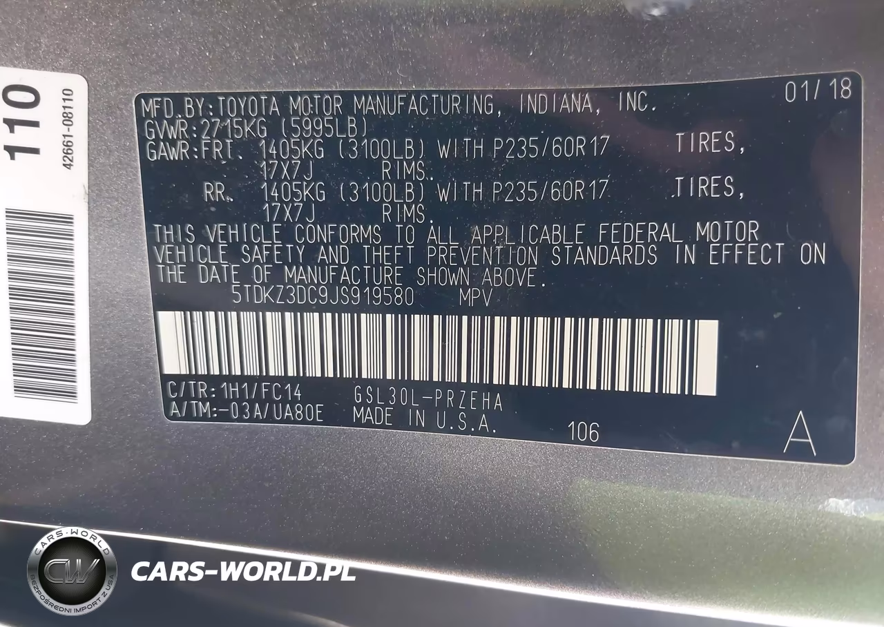 2018 Toyota Sienna Le 8 Passenger VIN:5TDKZ3DC9JS919580 - 9