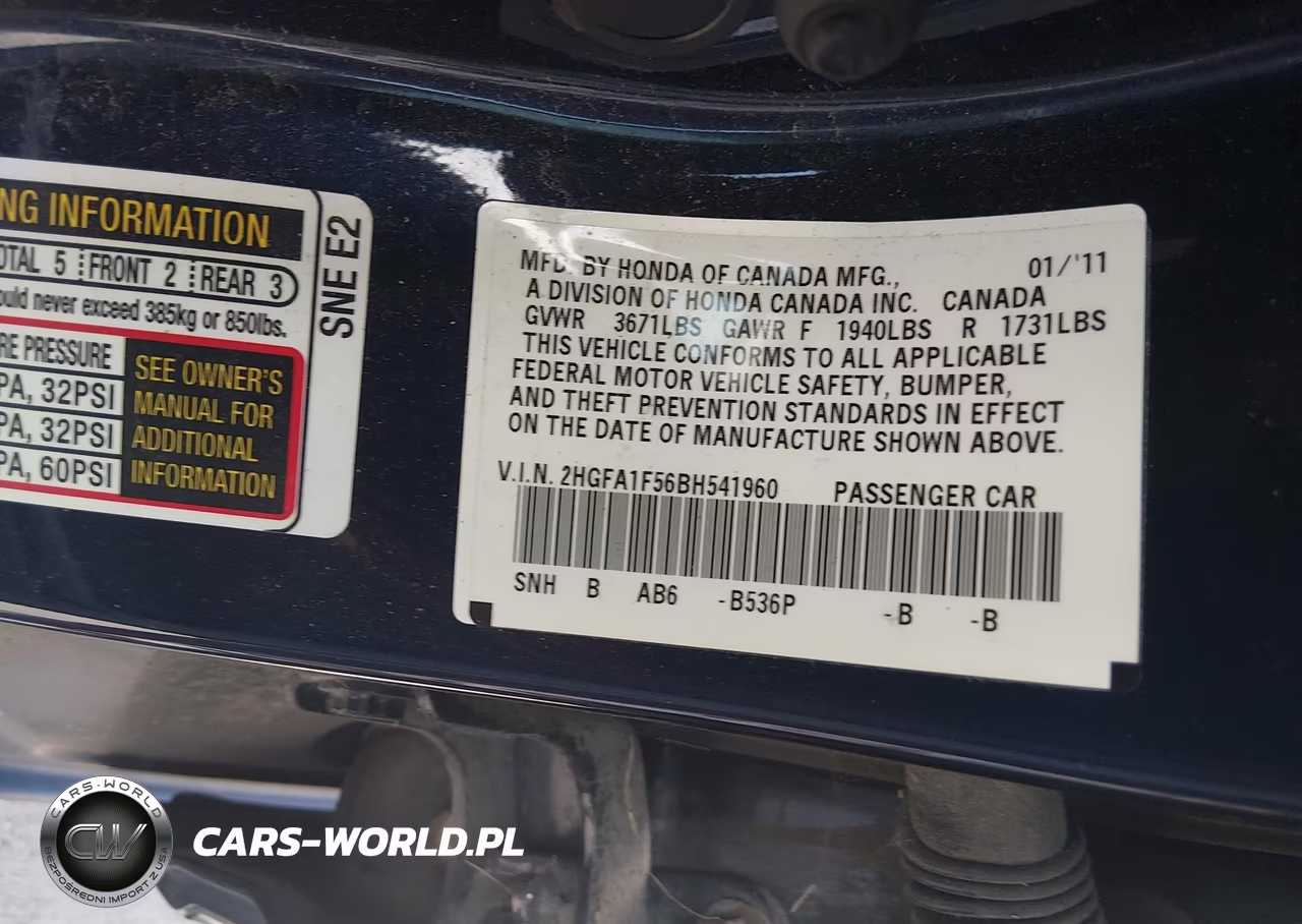 2011 Honda Civic Lx VIN:2HGFA1F56BH541960 - 9