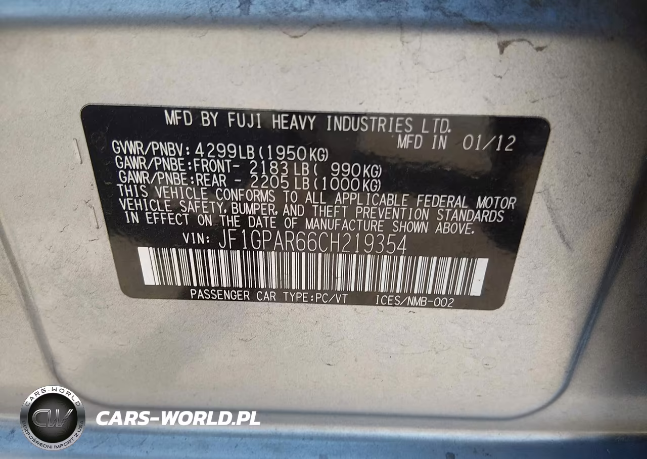 2012 Subaru Impreza 2.0I Sport Limited VIN:JF1GPAR66CH219354 - 9