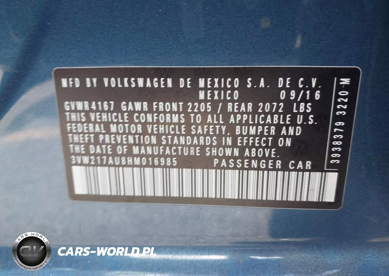 2017 Volkswagen Golf Tsi S 4-Door-Tsi Se 4-Door-Tsi Sel 4-Door-Tsi Wolfsburg Edition 4-Door VIN:3VW217AU8HM016985 - 9