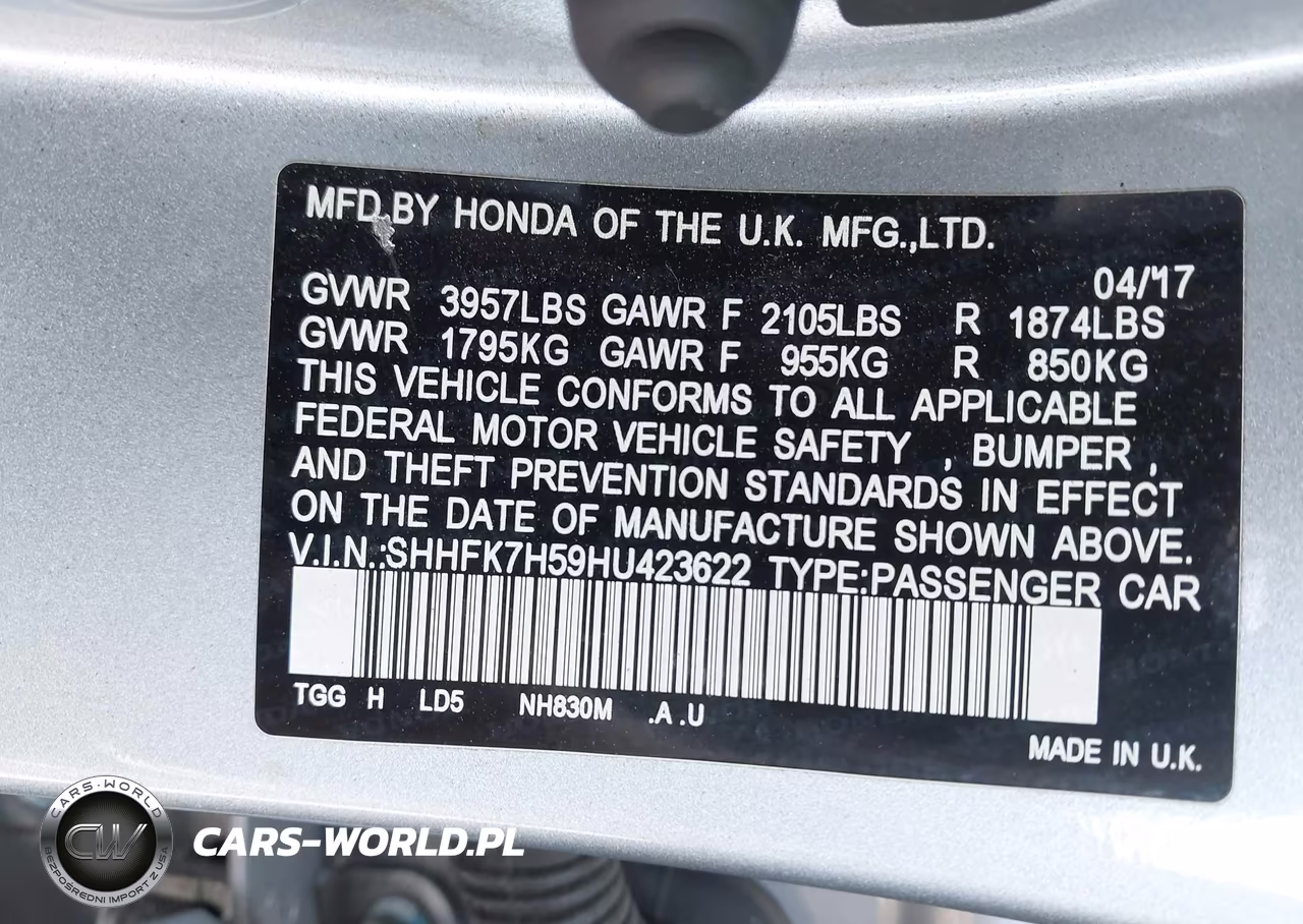 2017 Honda Civic Ex VIN:SHHFK7H59HU423622 - 9