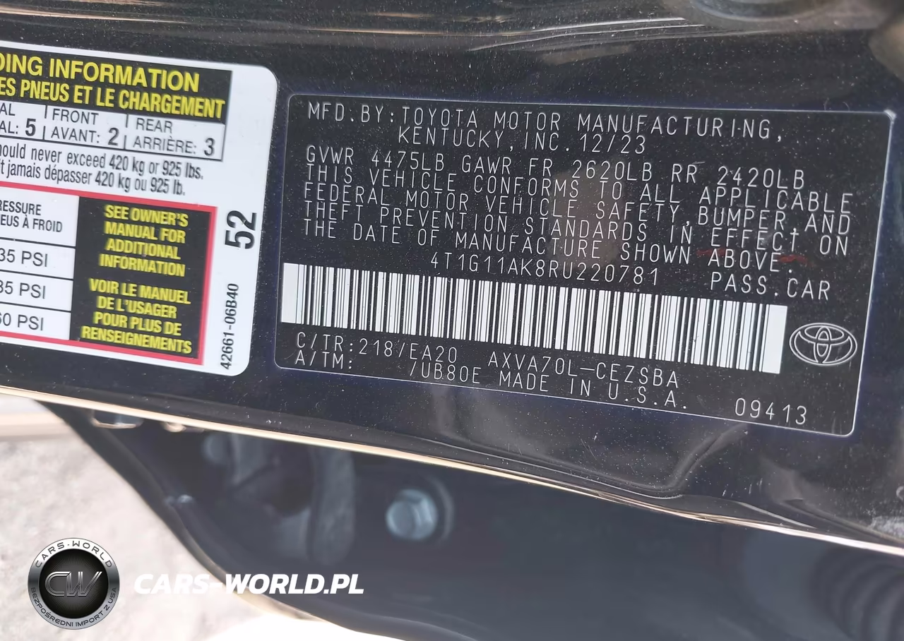 TOYOTA CAMRY SE N VIN:4T1G11AK8RU220781 - 9