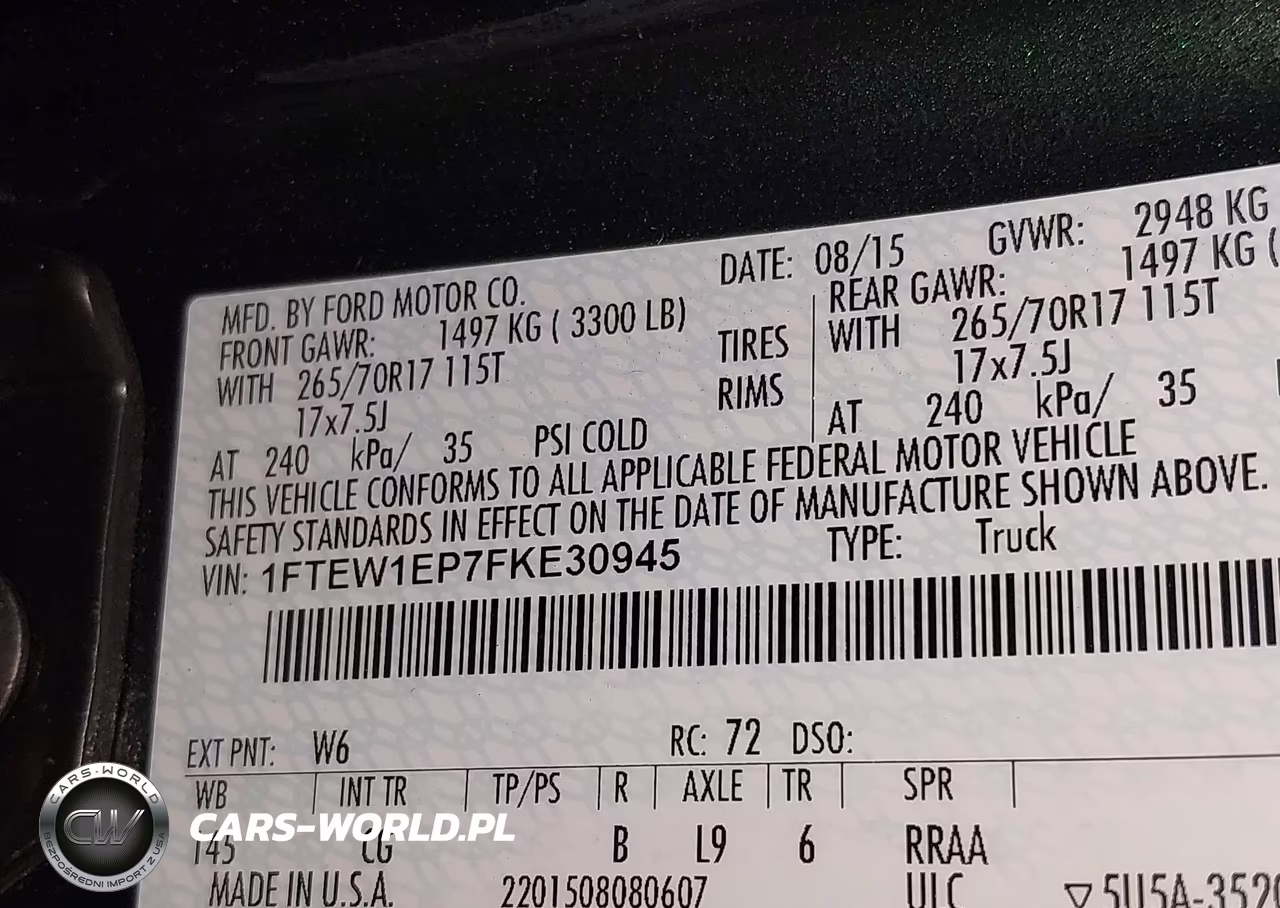 2015 Ford F-150 Xl VIN:1FTEW1EP7FKE30945 - 9