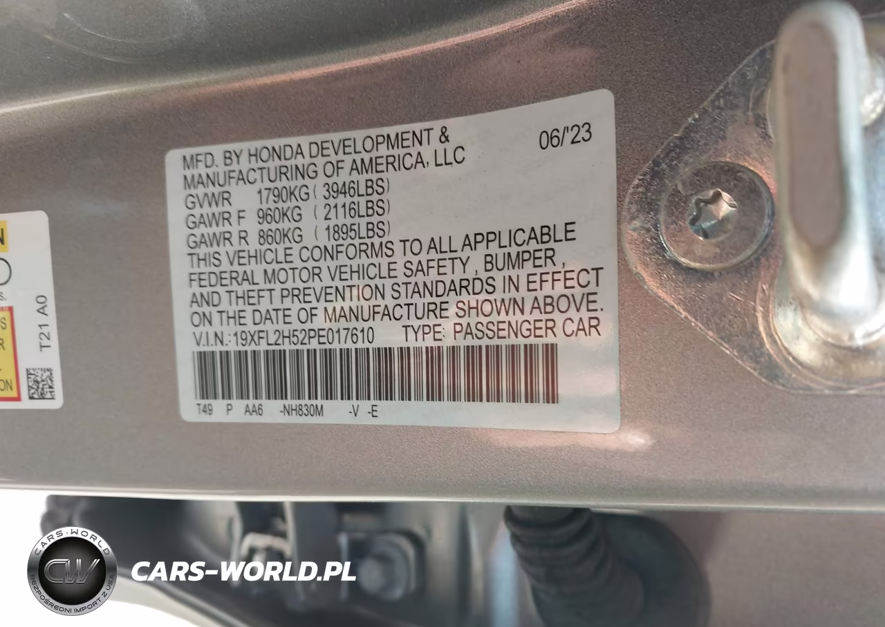 2023 Honda Civic Lx VIN:19XFL2H52PE017610 - 9