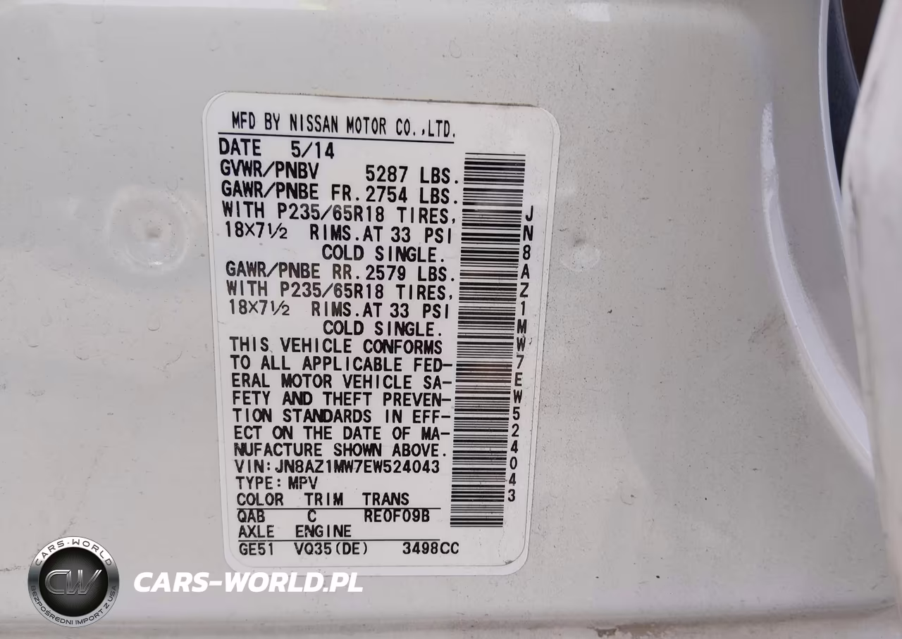 2014 Nissan Murano S VIN:JN8AZ1MW7EW524043 - 9
