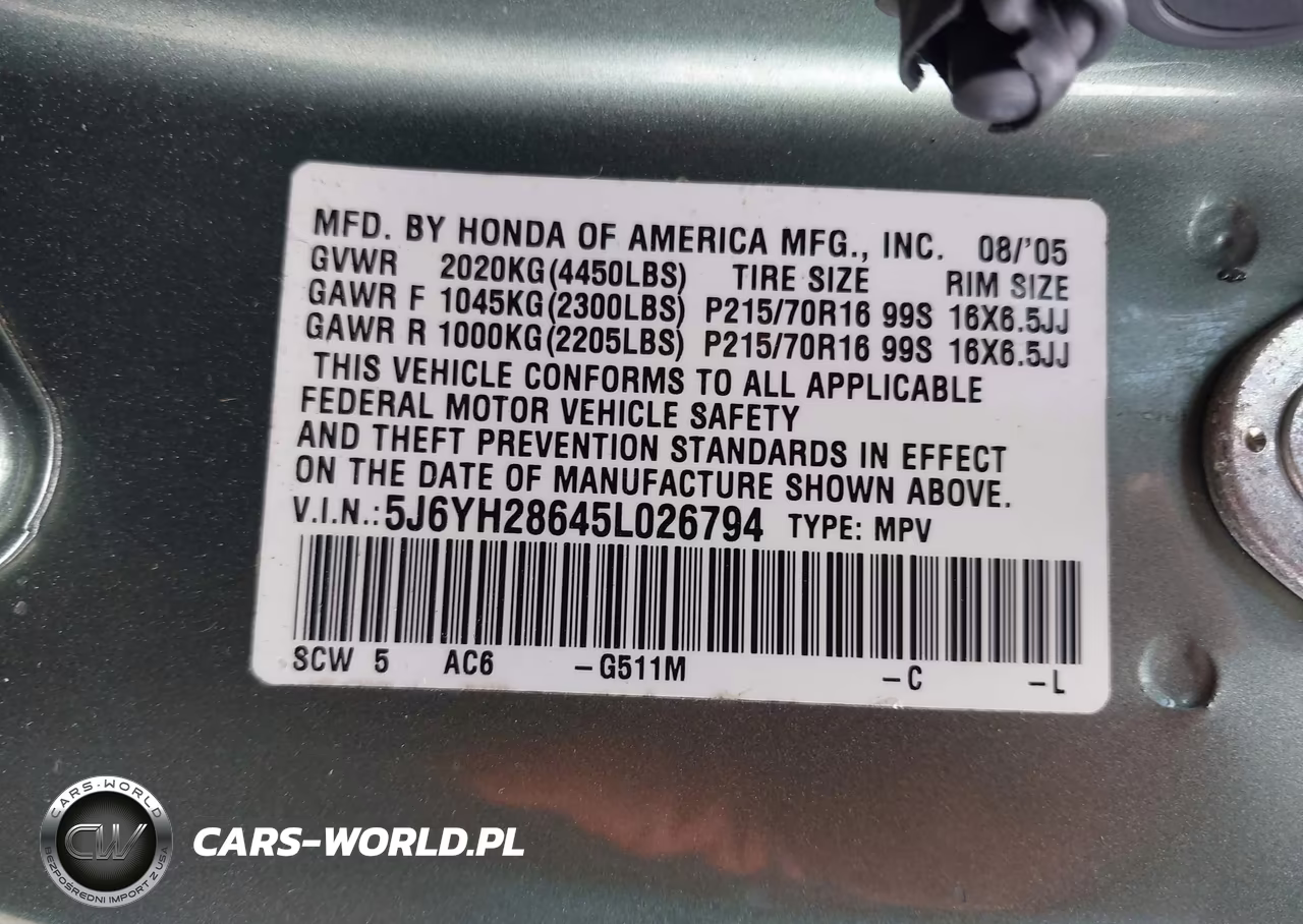 2005 Honda Element Ex VIN:5J6YH28645L026794 - 9