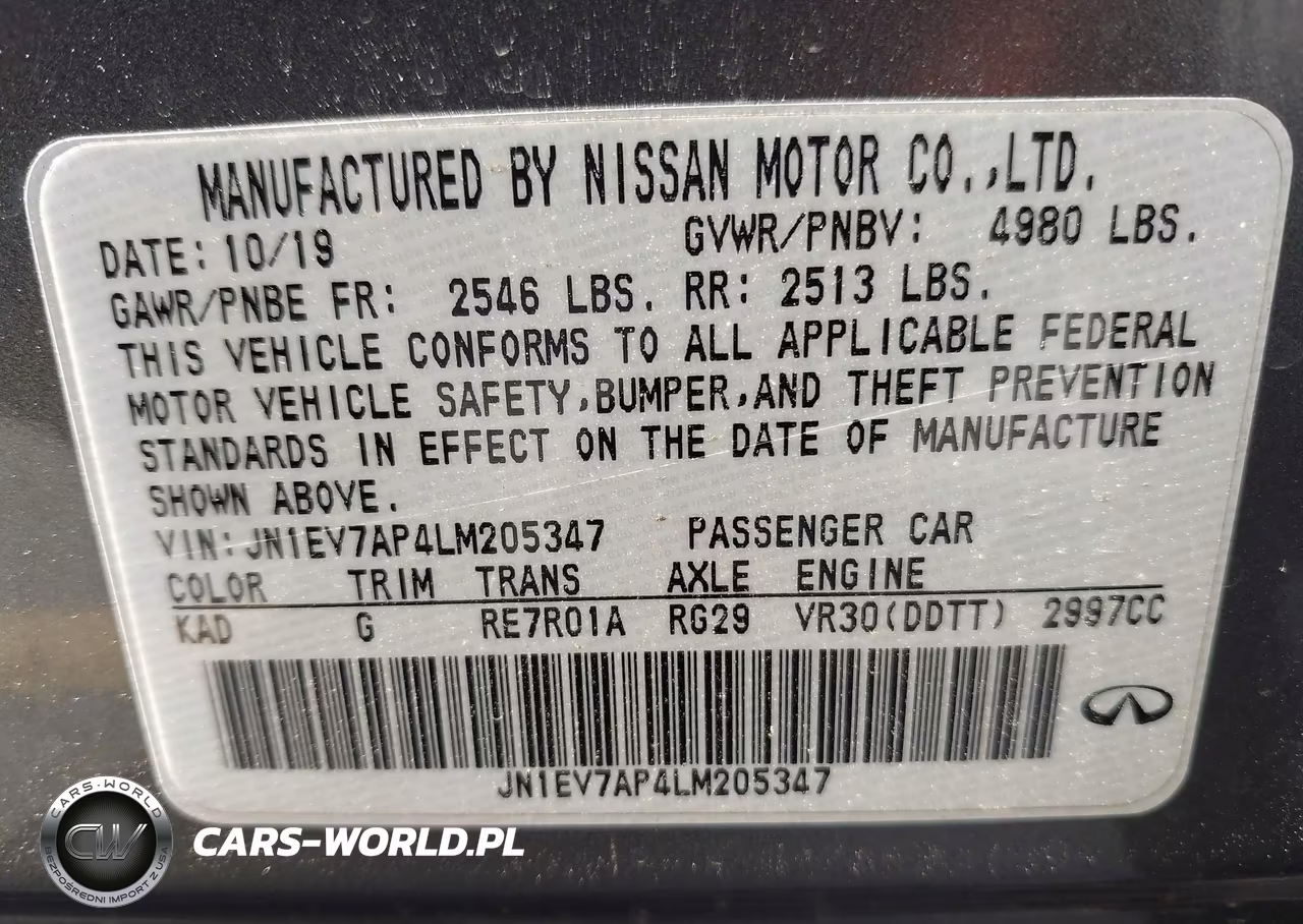 2020 Infiniti Q50 Luxe VIN:JN1EV7AP4LM205347 - 9