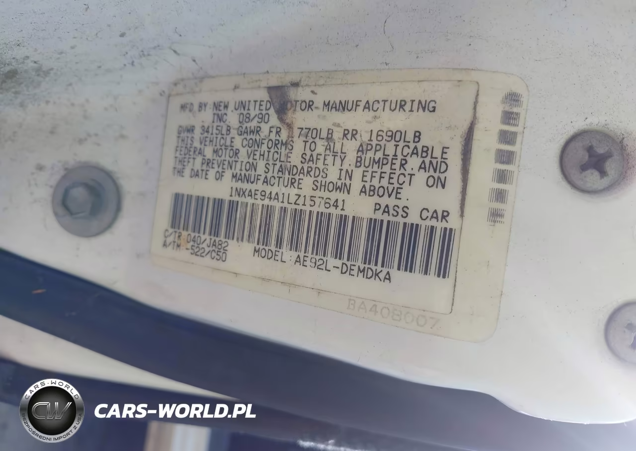 1990 Toyota Corolla Dlx VIN:1NXAE94A1LZ157641 - 9