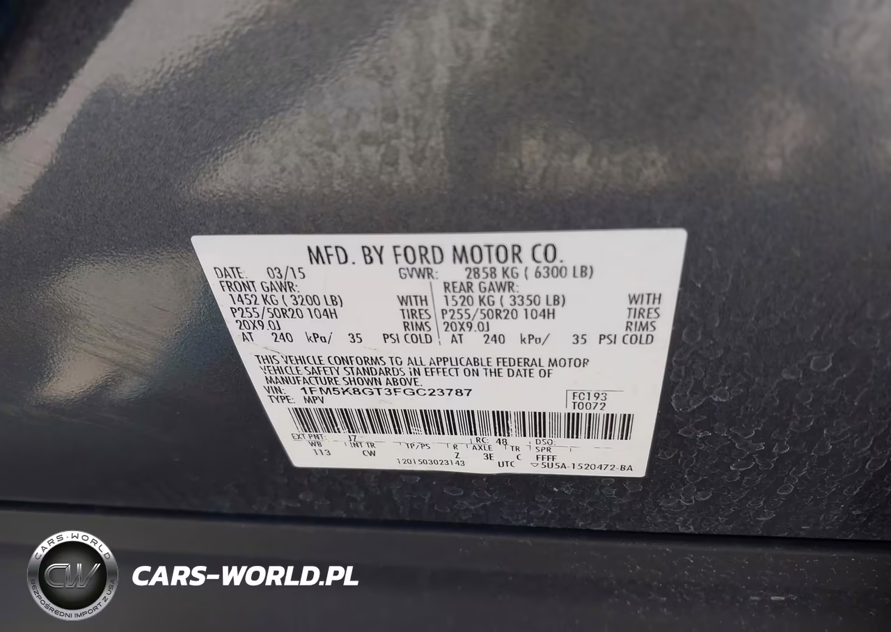2015 Ford Explorer Sport VIN:1FM5K8GT3FGC23787 - 9