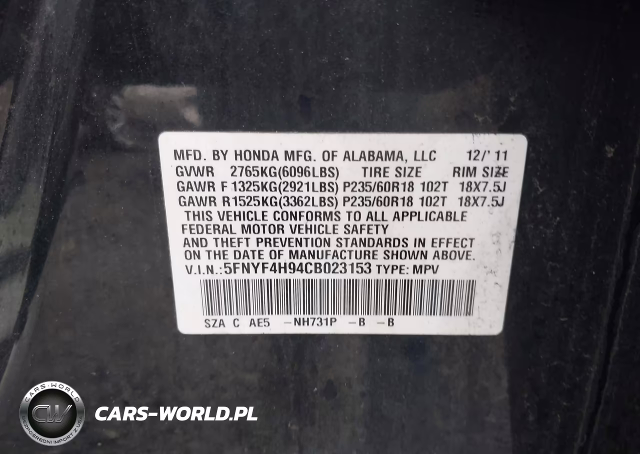 2012 Honda Pilot Touring VIN:5FNYF4H94CB023153 - 9