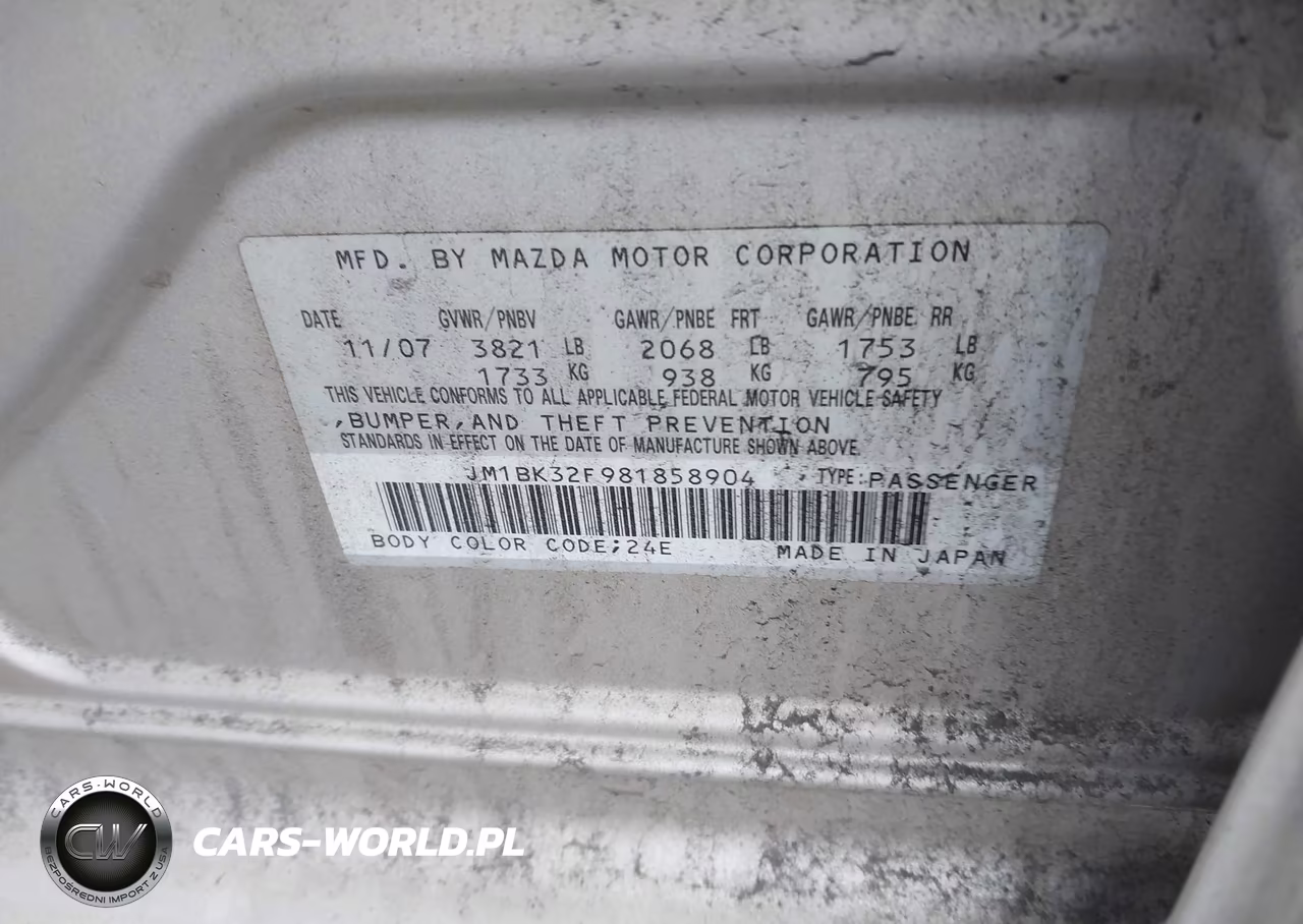 2008 Mazda Mazda3 I VIN:JM1BK32F981858904 - 9