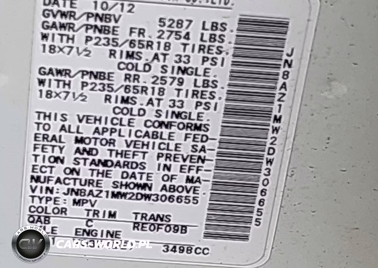 2013 Nissan Murano Sv VIN:JN8AZ1MW2DW306655 - 9