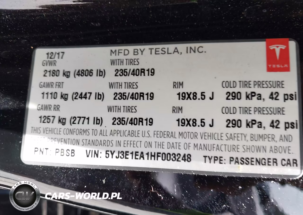 2017 Tesla Model 3 Long Range-Standard VIN:5YJ3E1EA1HF003248 - 9