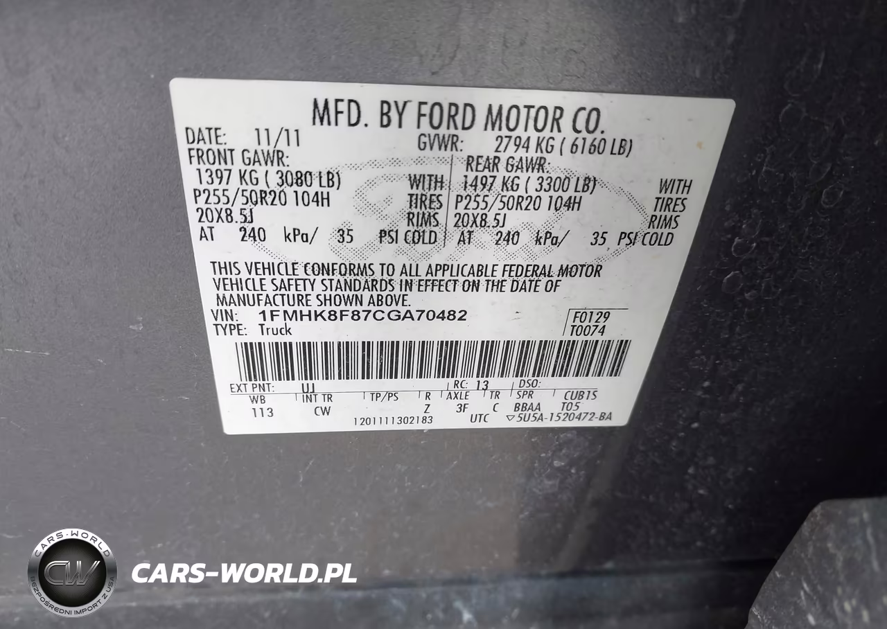 2012 Ford Explorer Limited VIN:1FMHK8F87CGA70482 - 9