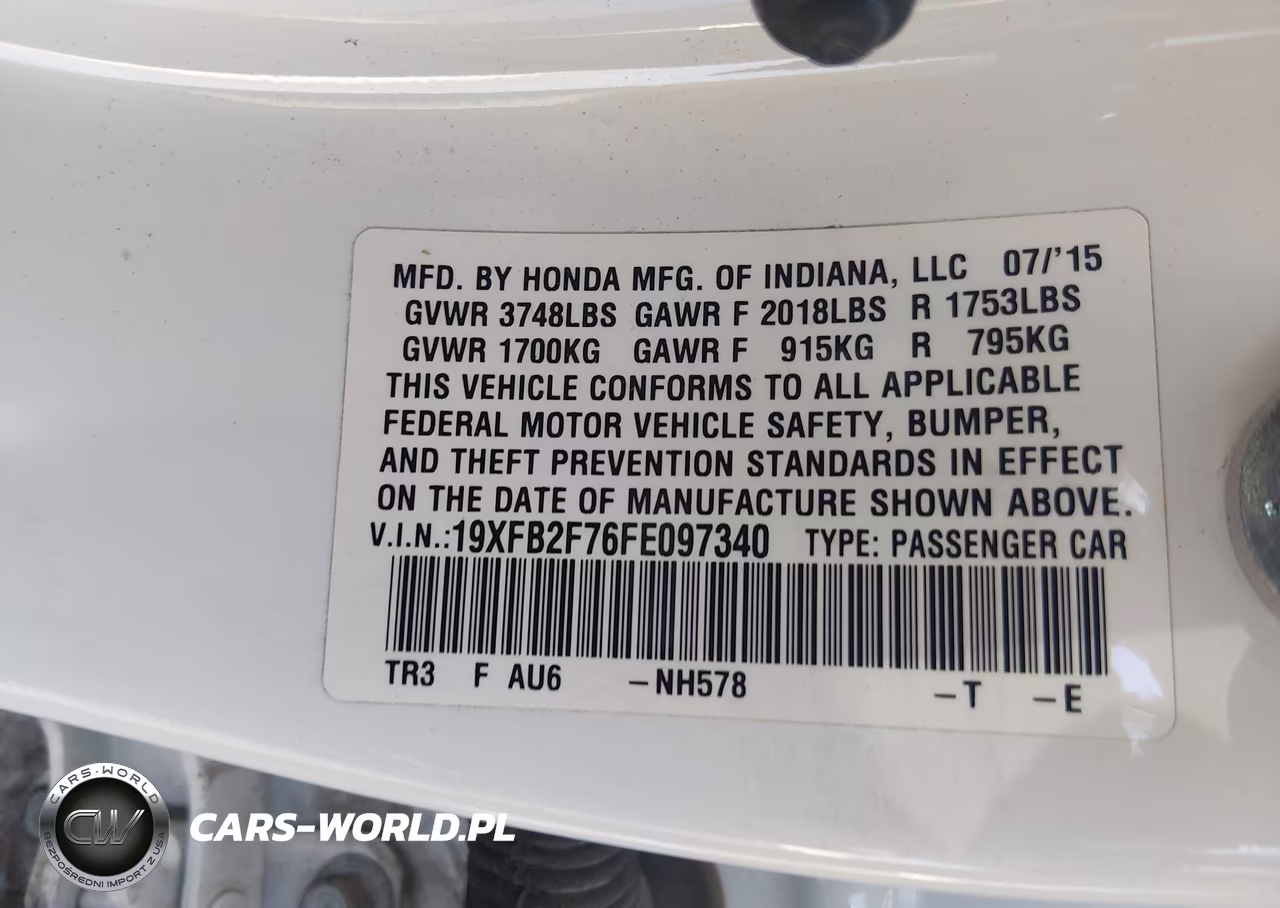 2015 Honda Civic Se VIN:19XFB2F76FE097340 - 9