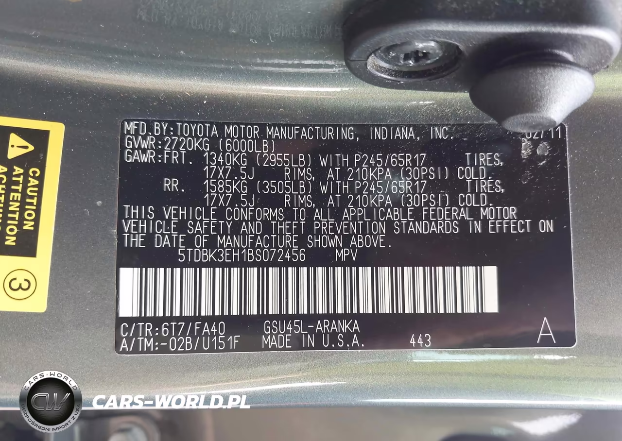 2011 Toyota Highlander Base V6 VIN:5TDBK3EH1BS072456 - 9