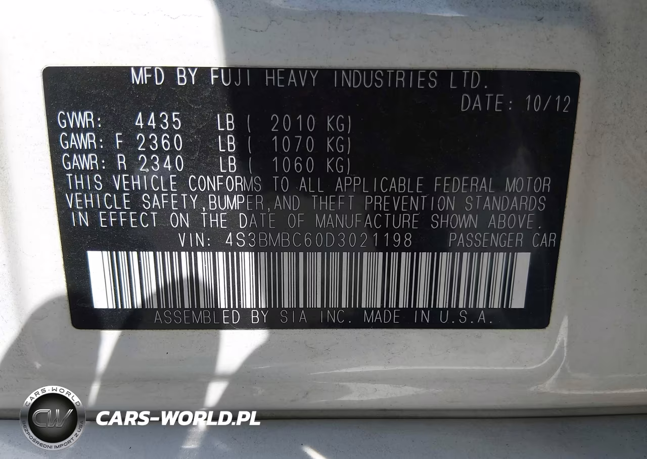 2013 Subaru Legacy 2.5I Premium VIN:4S3BMBC60D3021198 - 9