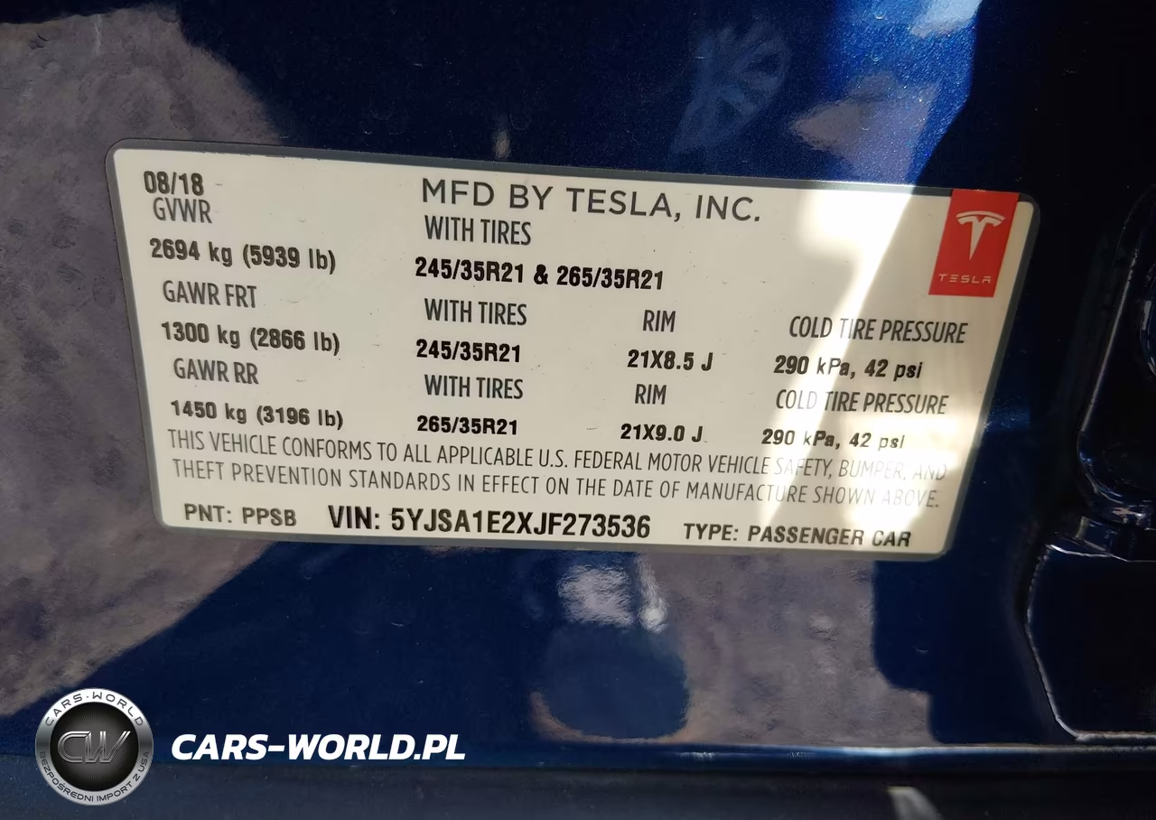 2018 Tesla Model S 100D-75D-P100D VIN:5YJSA1E2XJF273536 - 9