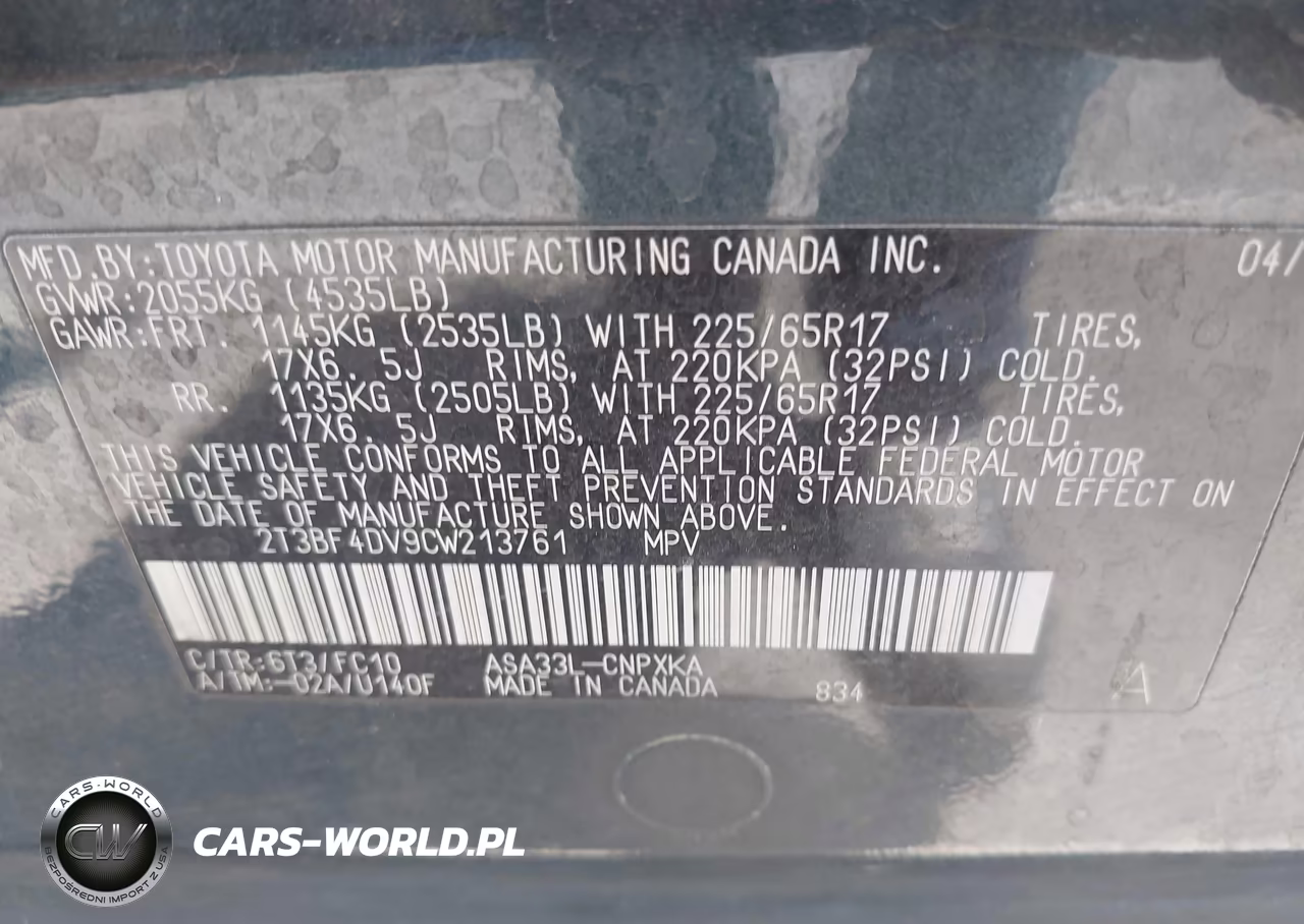 2012 Toyota Rav4 VIN:2T3BF4DV9CW213761 - 9