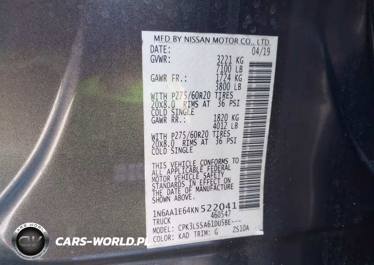 2019 Nissan Titan Sv VIN:1N6AA1E64KN522041 - 9
