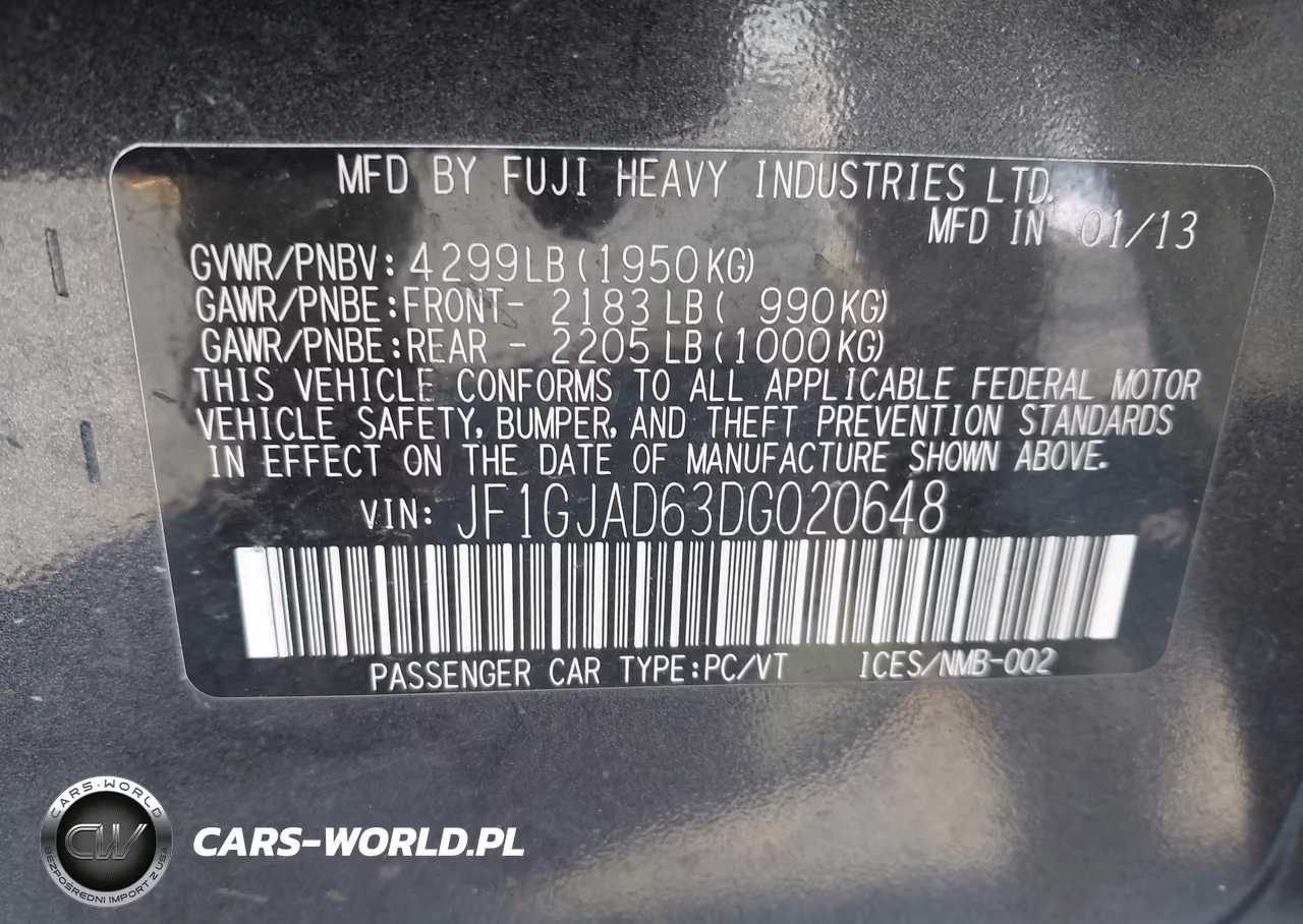 2013 Subaru Impreza 2.0I Premium VIN:JF1GJAD63DG020648 - 9