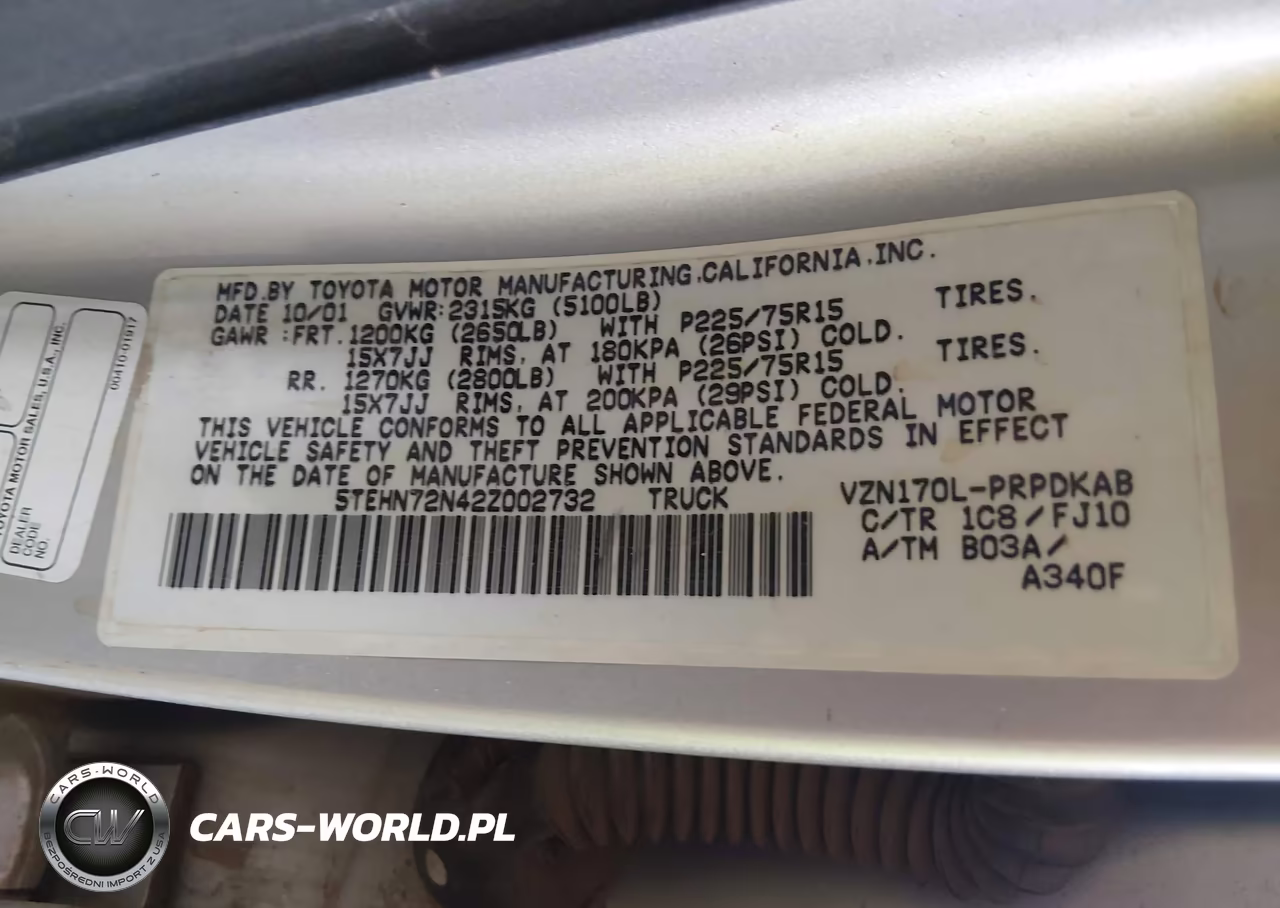 2002 Toyota Tacoma Base V6 VIN:5TEHN72N42Z002732 - 9