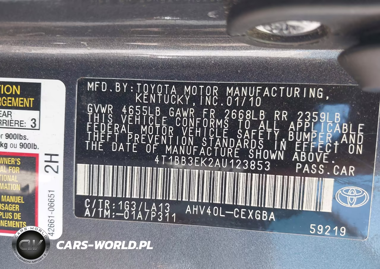 2010 Toyota Camry Hybrid VIN:4T1BB3EK2AU123853 - 9