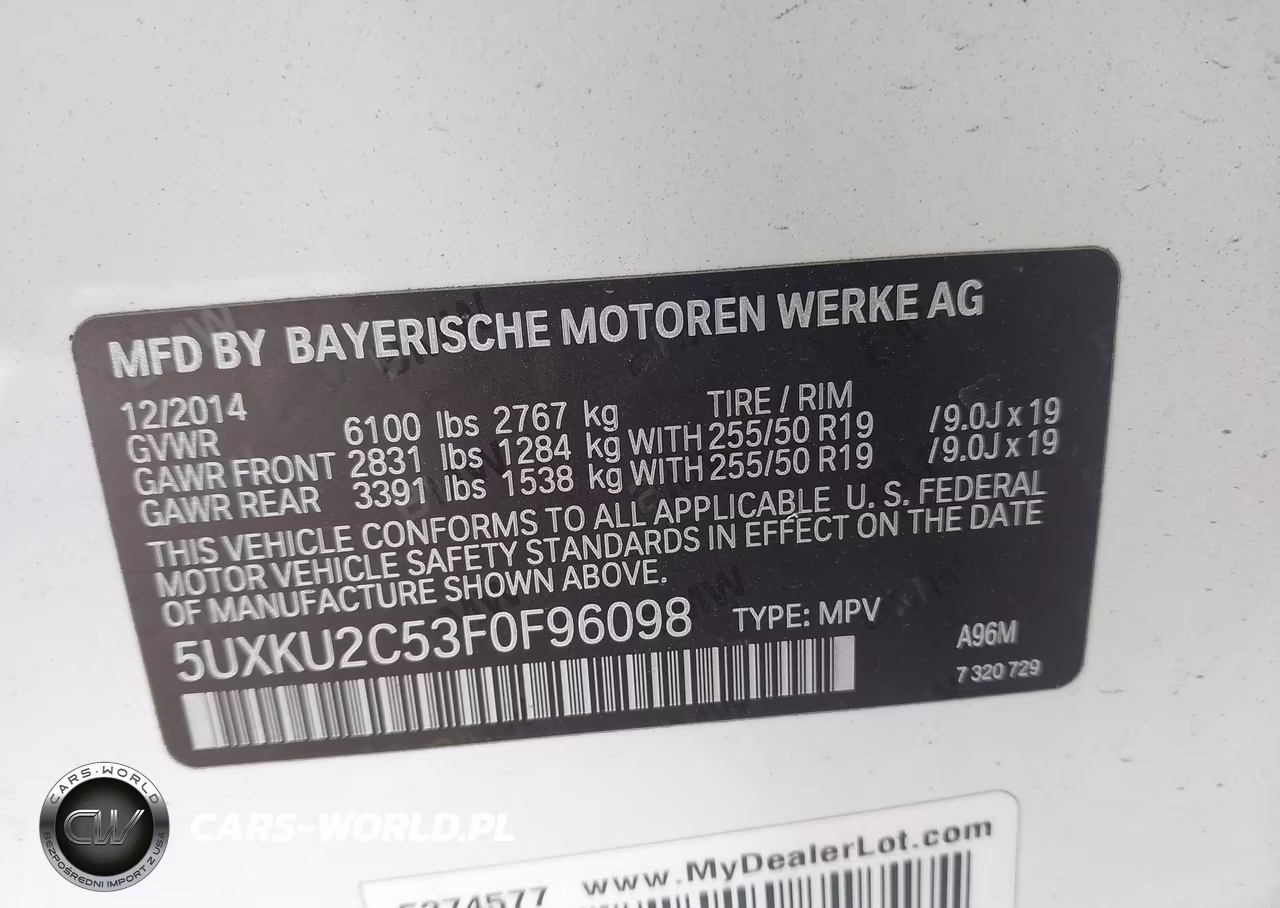 2015 BMW X6 xDrive35I VIN:5UXKU2C53F0F96098 - 9