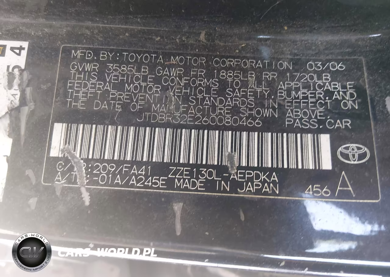 2006 Toyota Corolla Ce VIN:JTDBR32E260080466 - 9