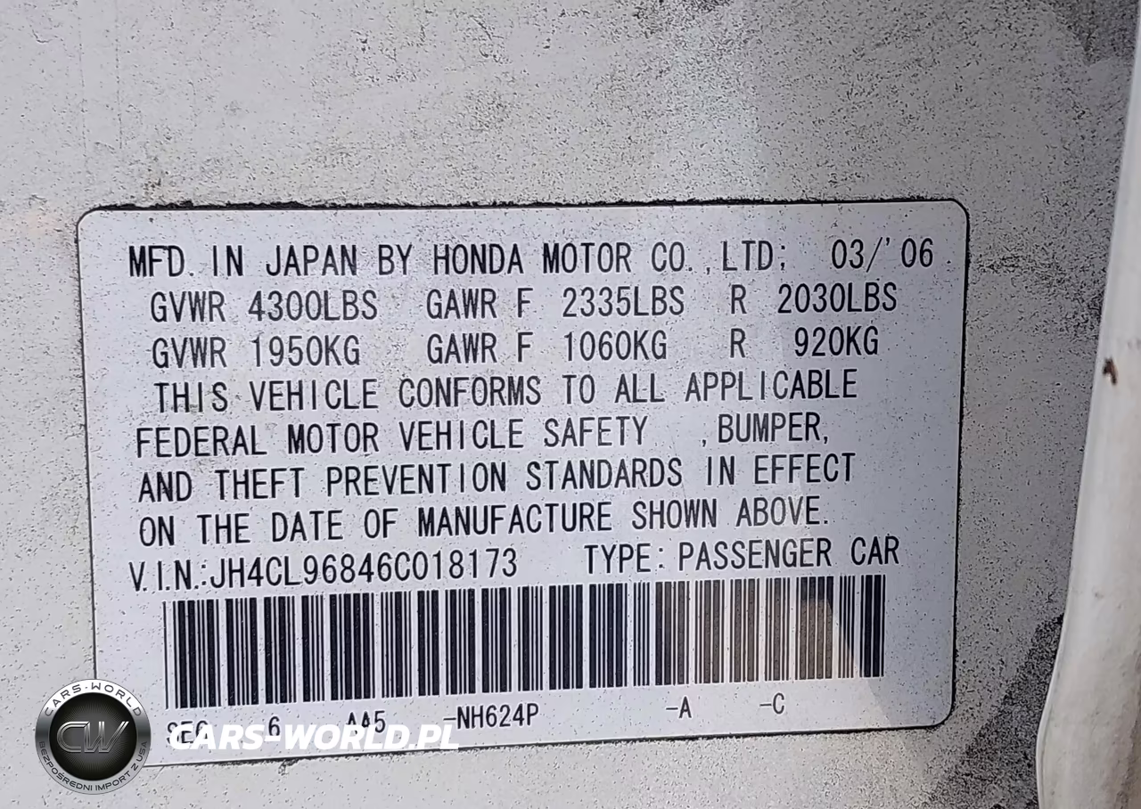 2006 Acura Tsx VIN:JH4CL96846C018173 - 9