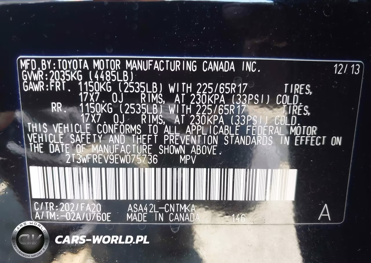 2014 Toyota Rav4 Xle VIN:2T3WFREV9EW075736 - 9