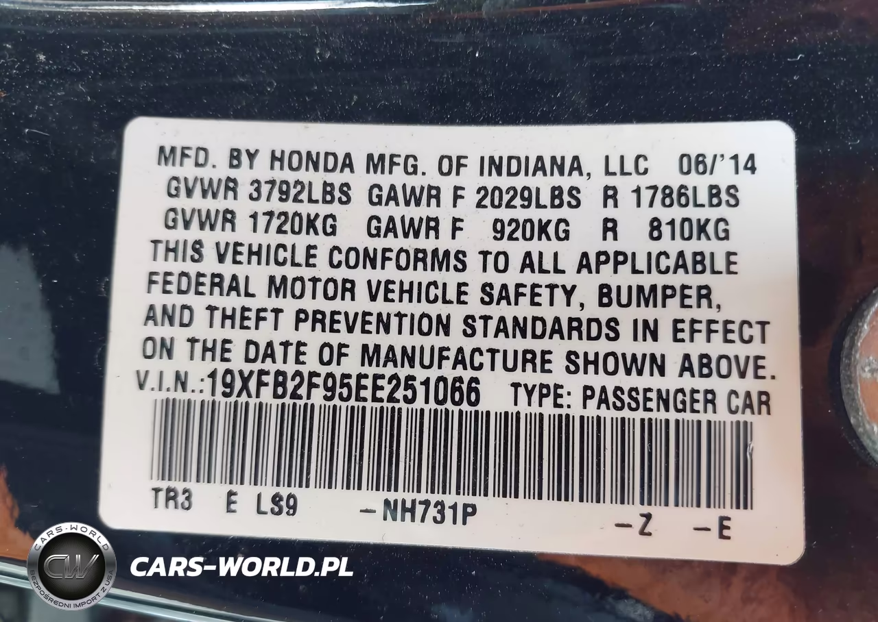 2014 Honda Civic Ex-L VIN:19XFB2F95EE251066 - 9