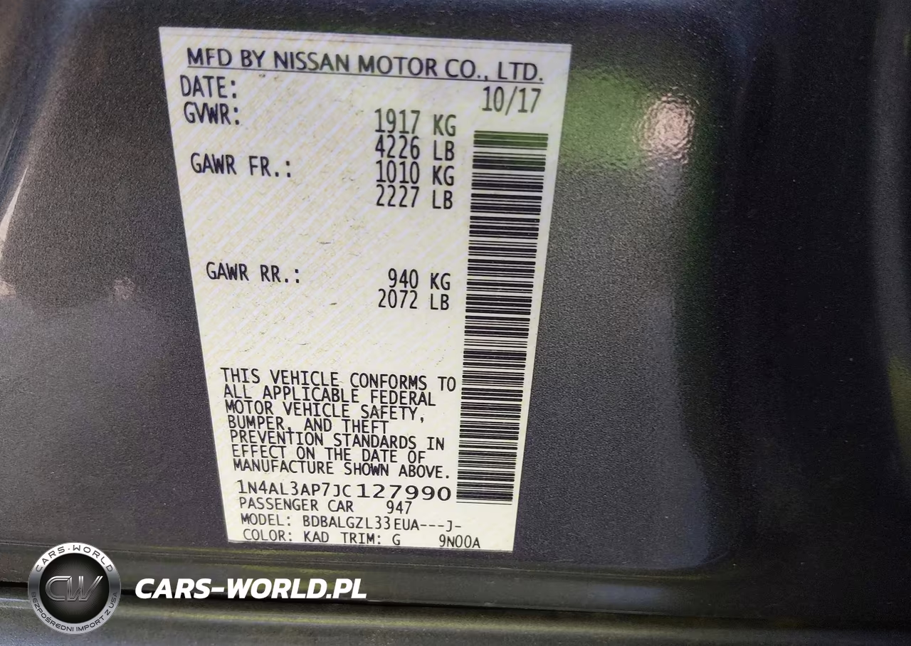 2018 Nissan Altima 2.5 S VIN:1N4AL3AP7JC127990 - 9