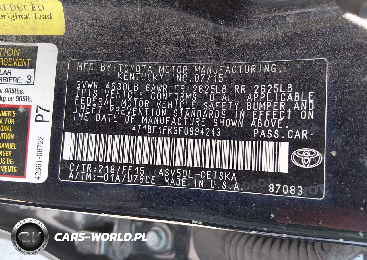2015 Toyota Camry Se VIN:4T1BF1FK3FU994243 - 9