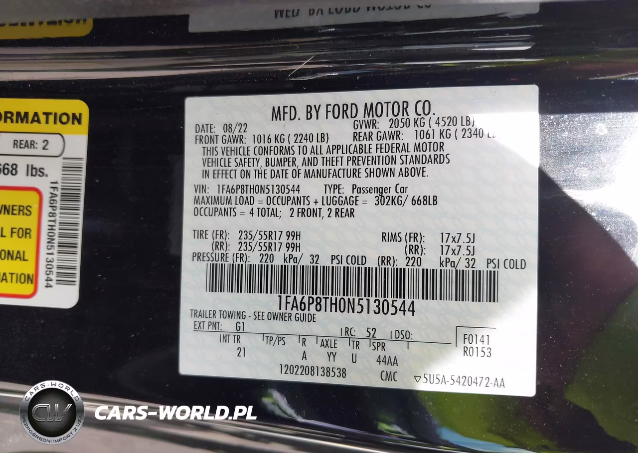 2022 Ford Mustang Ecoboost Fastback VIN:1FA6P8TH0N5130544 - 9