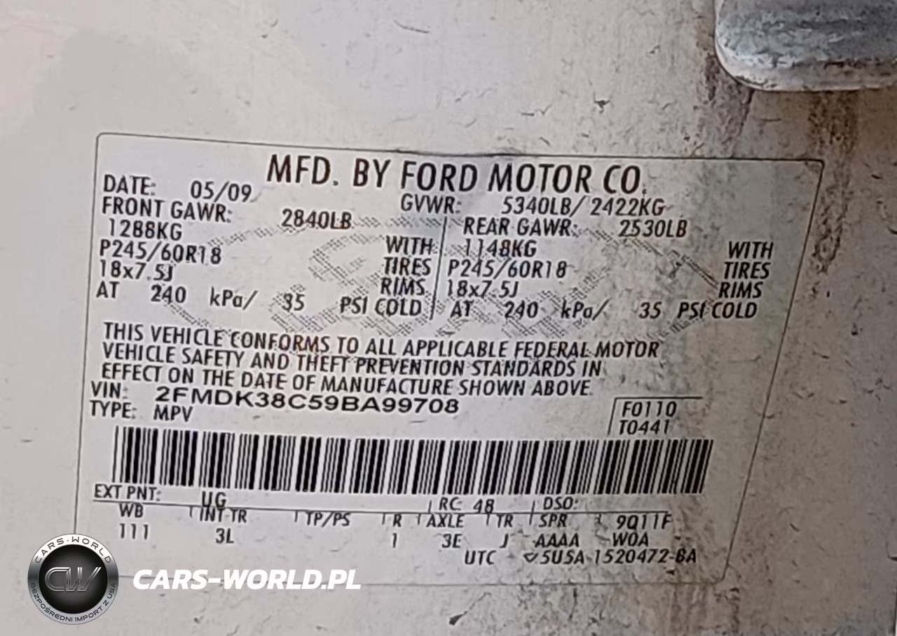 2009 Ford Edge Sel VIN:2FMDK38C59BA99708 - 9