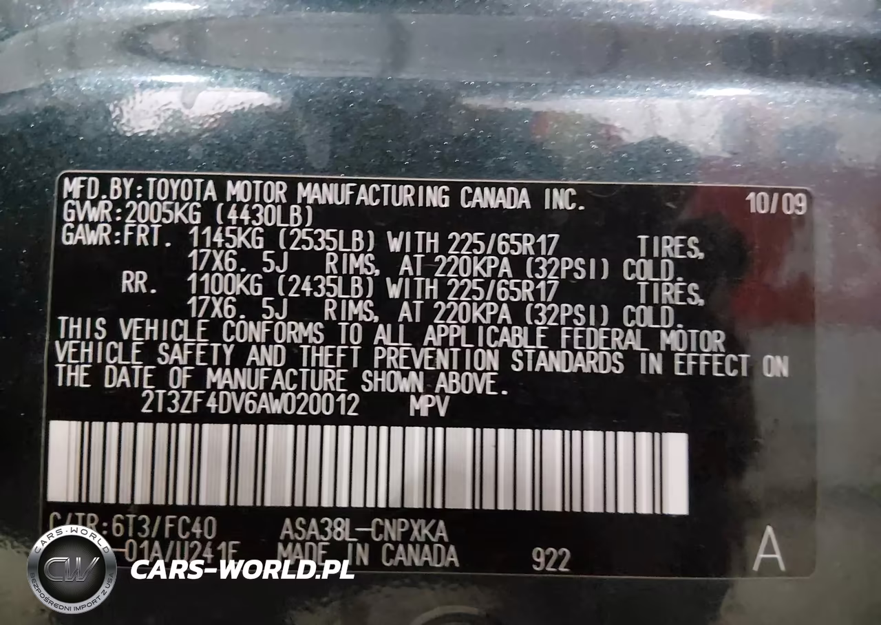 2010 Toyota Rav4 VIN:2T3ZF4DV6AW020012 - 9