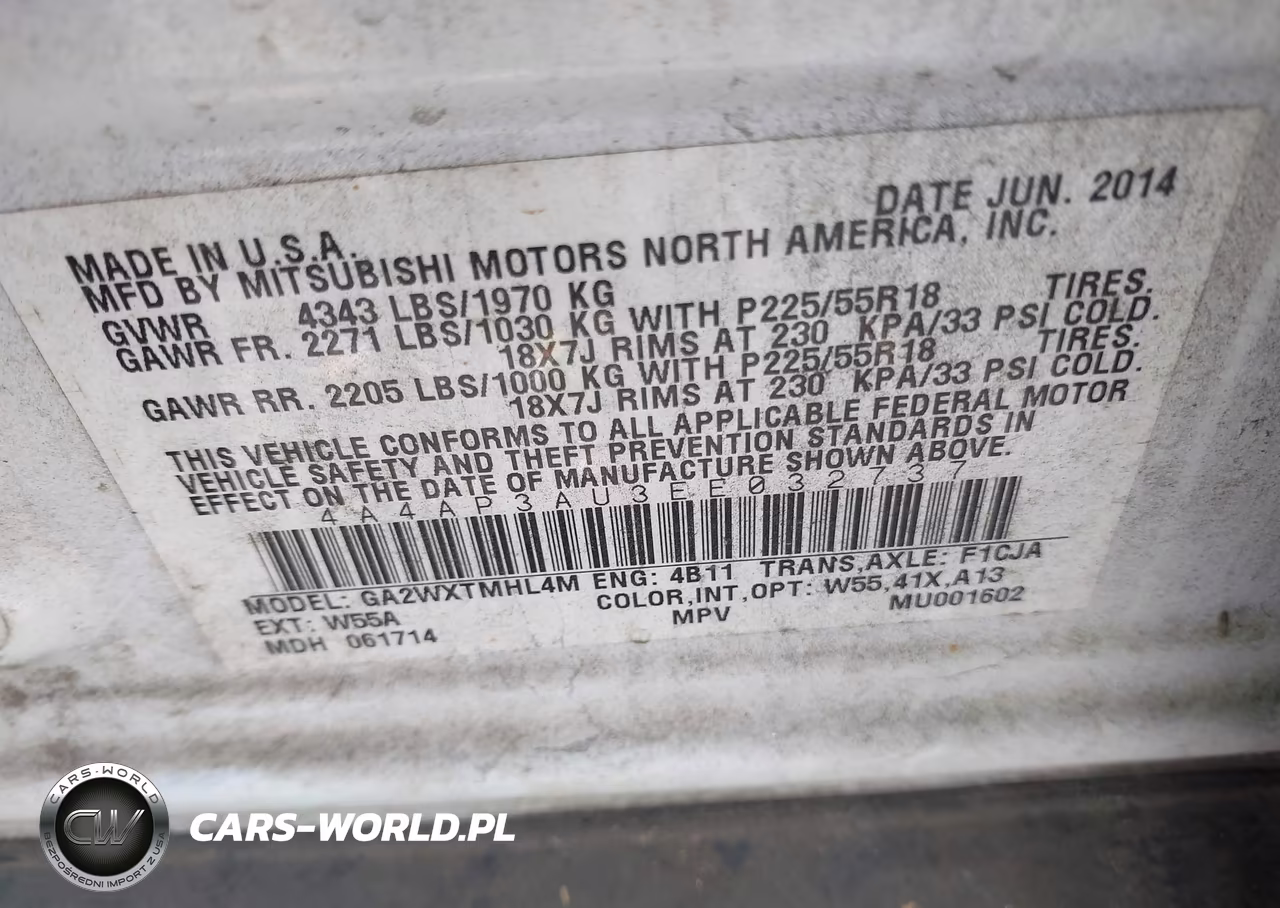 2014 Mitsubishi Outlander Sport Es VIN:4A4AP3AU3EE032737 - 9