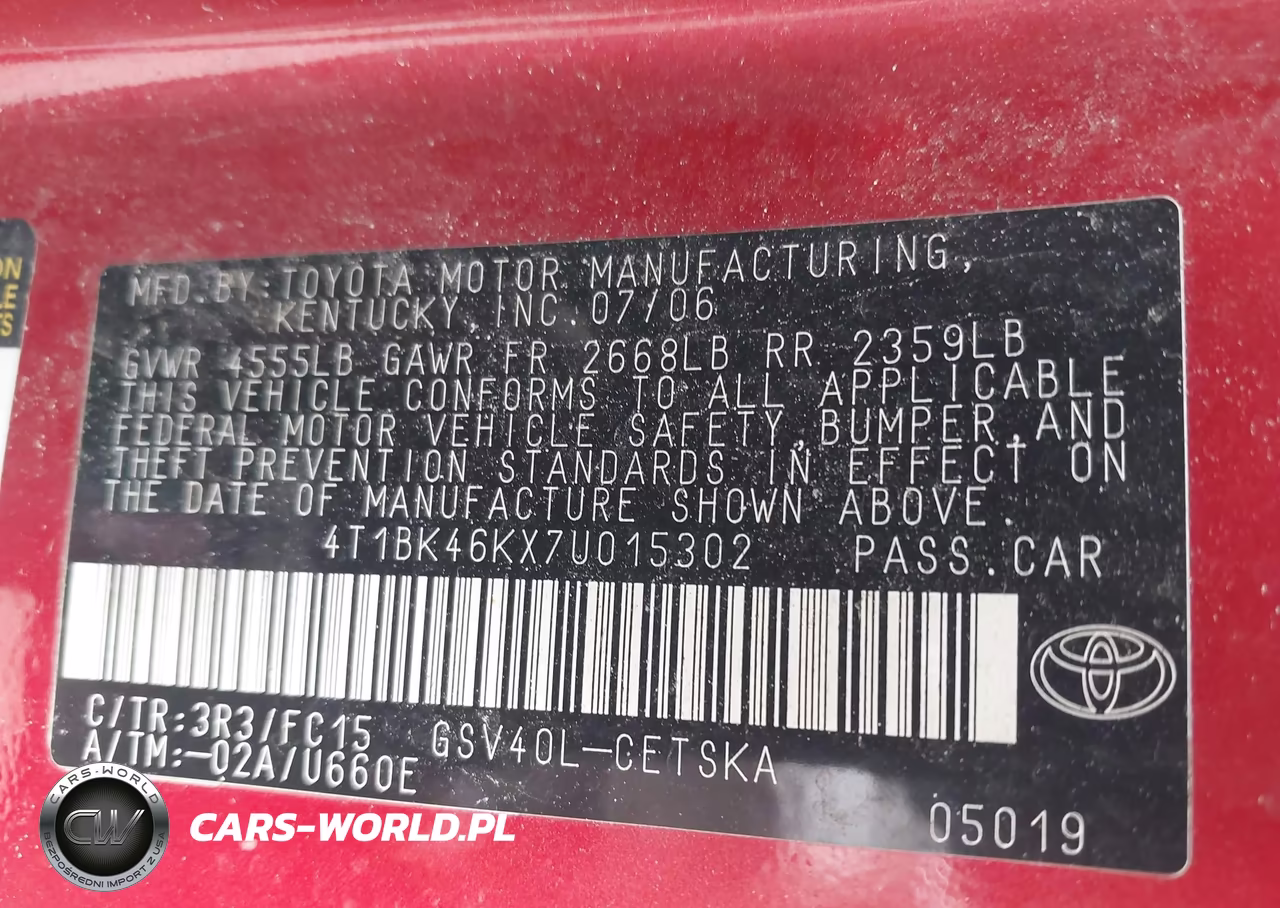 2007 Toyota Camry Se V6 VIN:4T1BK46KX7U015302 - 9