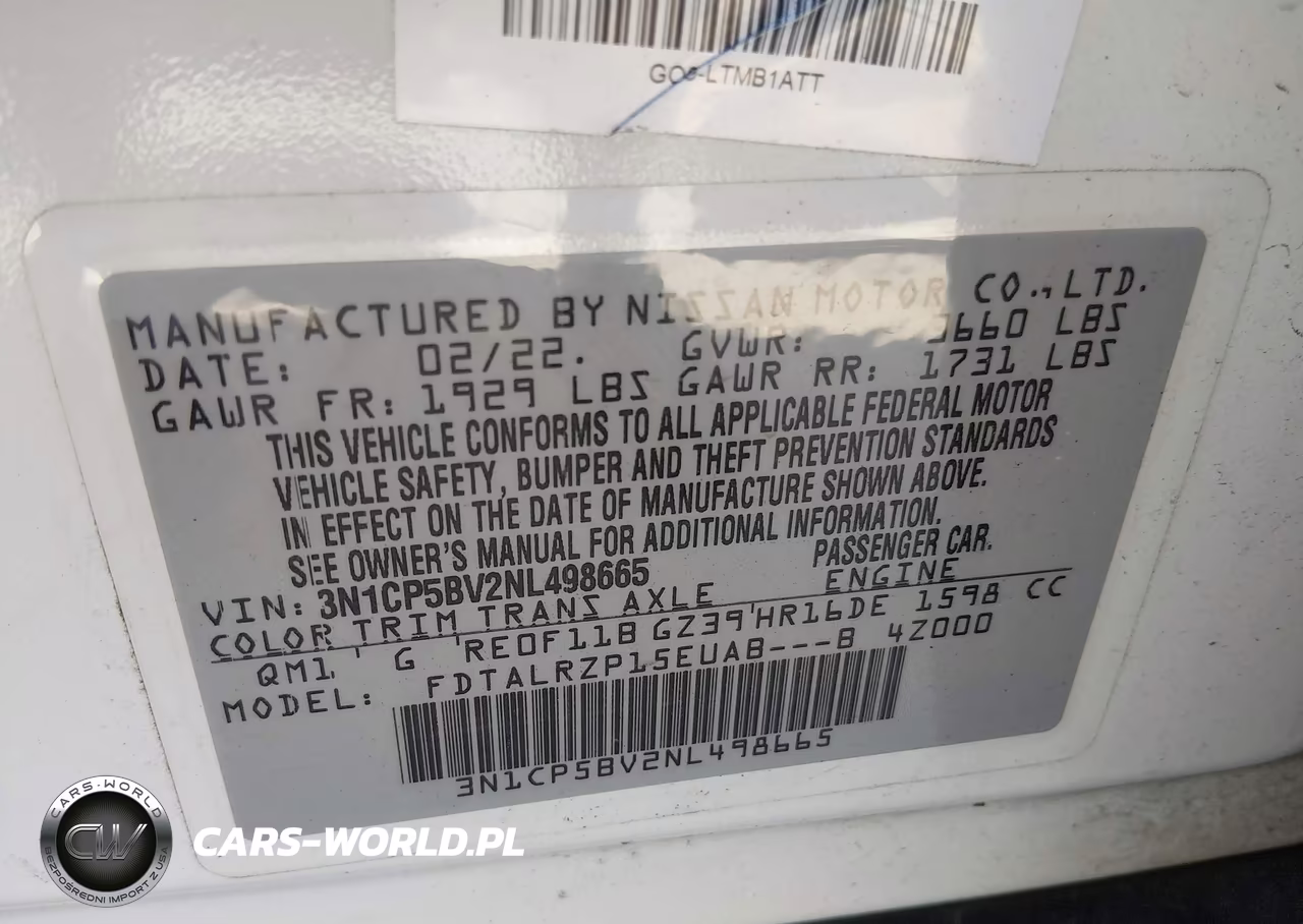 2022 Nissan Kicks S Xtronic Cvt VIN:3N1CP5BV2NL498665 - 9