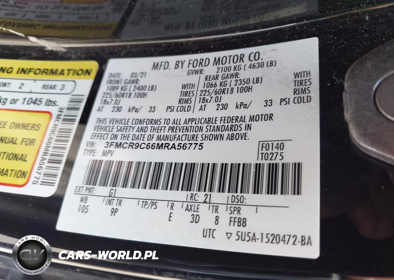 2021 Ford Bronco Sport Outer Banks VIN:3FMCR9C66MRA56775 - 9