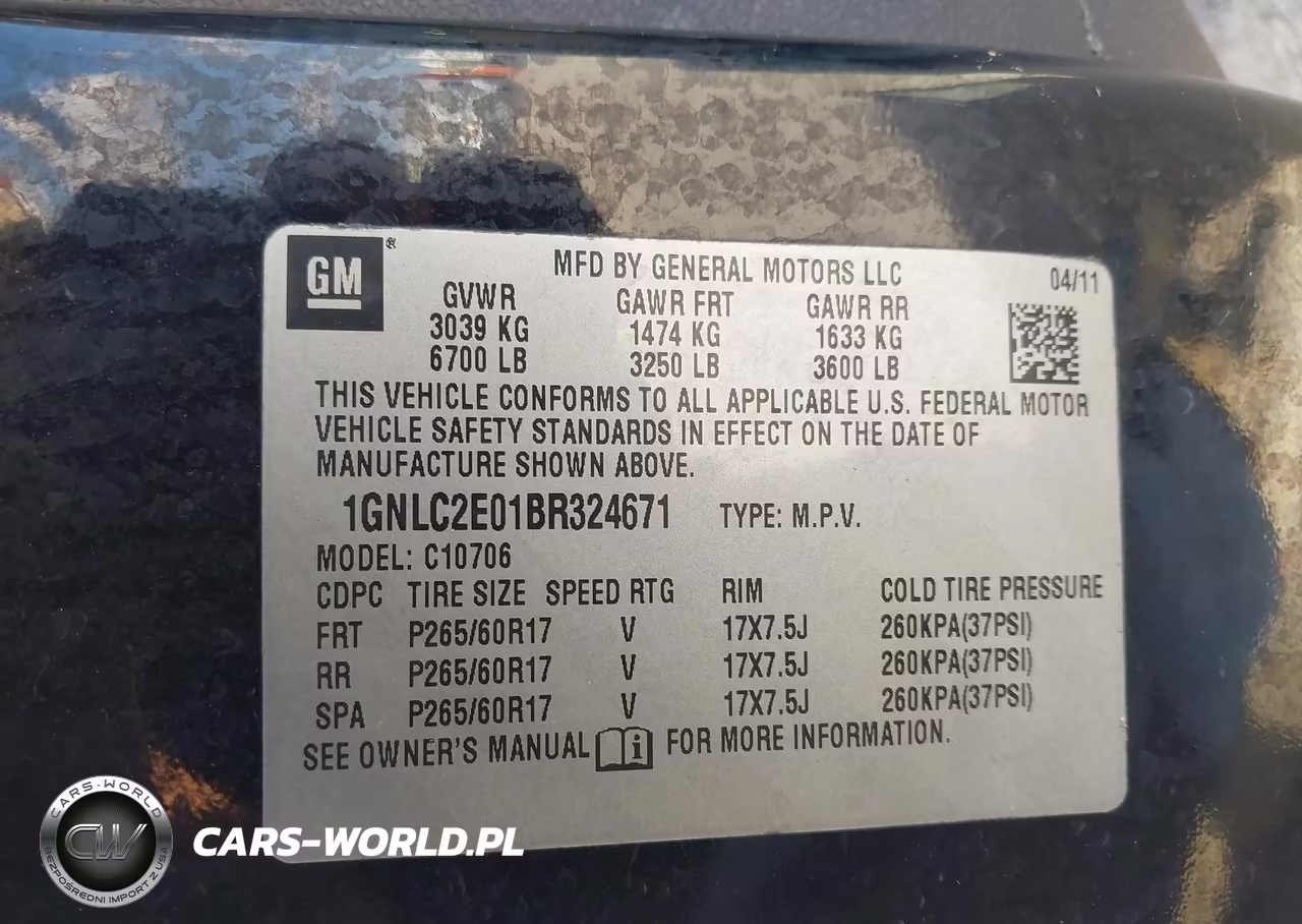 2011 Chevrolet Tahoe Commercial VIN:1GNLC2E01BR324671 - 9