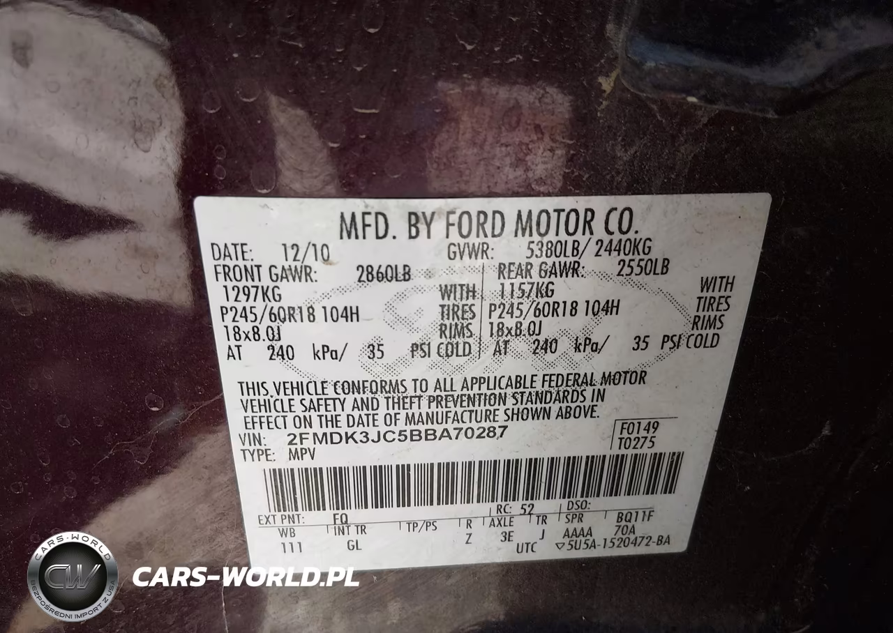 2011 Ford Edge Sel VIN:2FMDK3JC5BBA70287 - 9